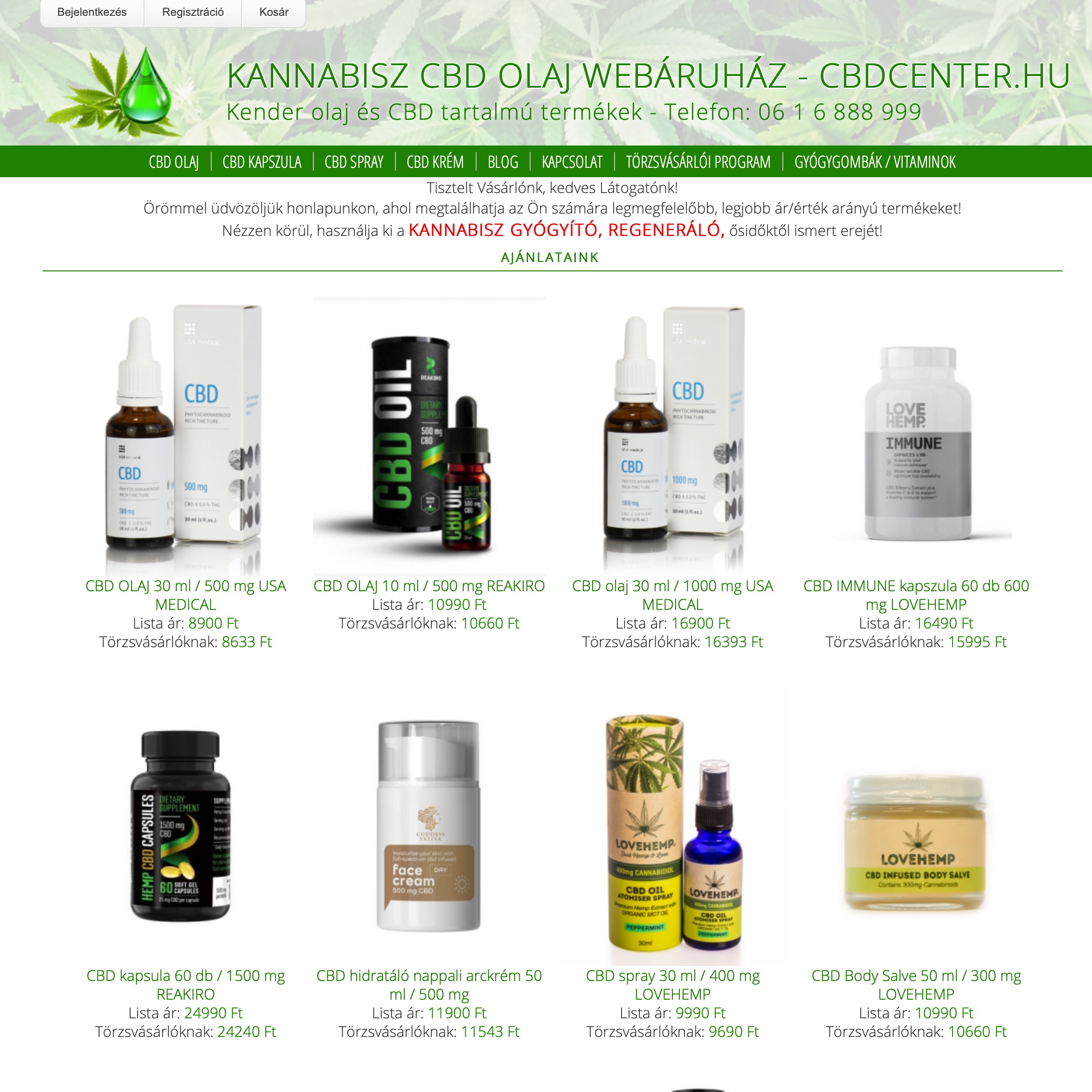 CBD termékeket forgalmazó webáruházunk elkészült