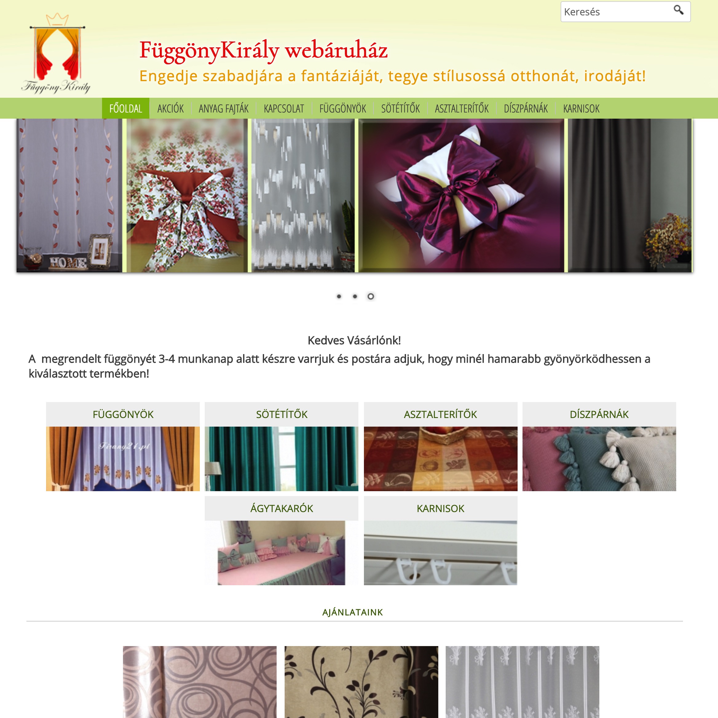 Stílusos függönyök személyre szabva és webáruházba csomagolva