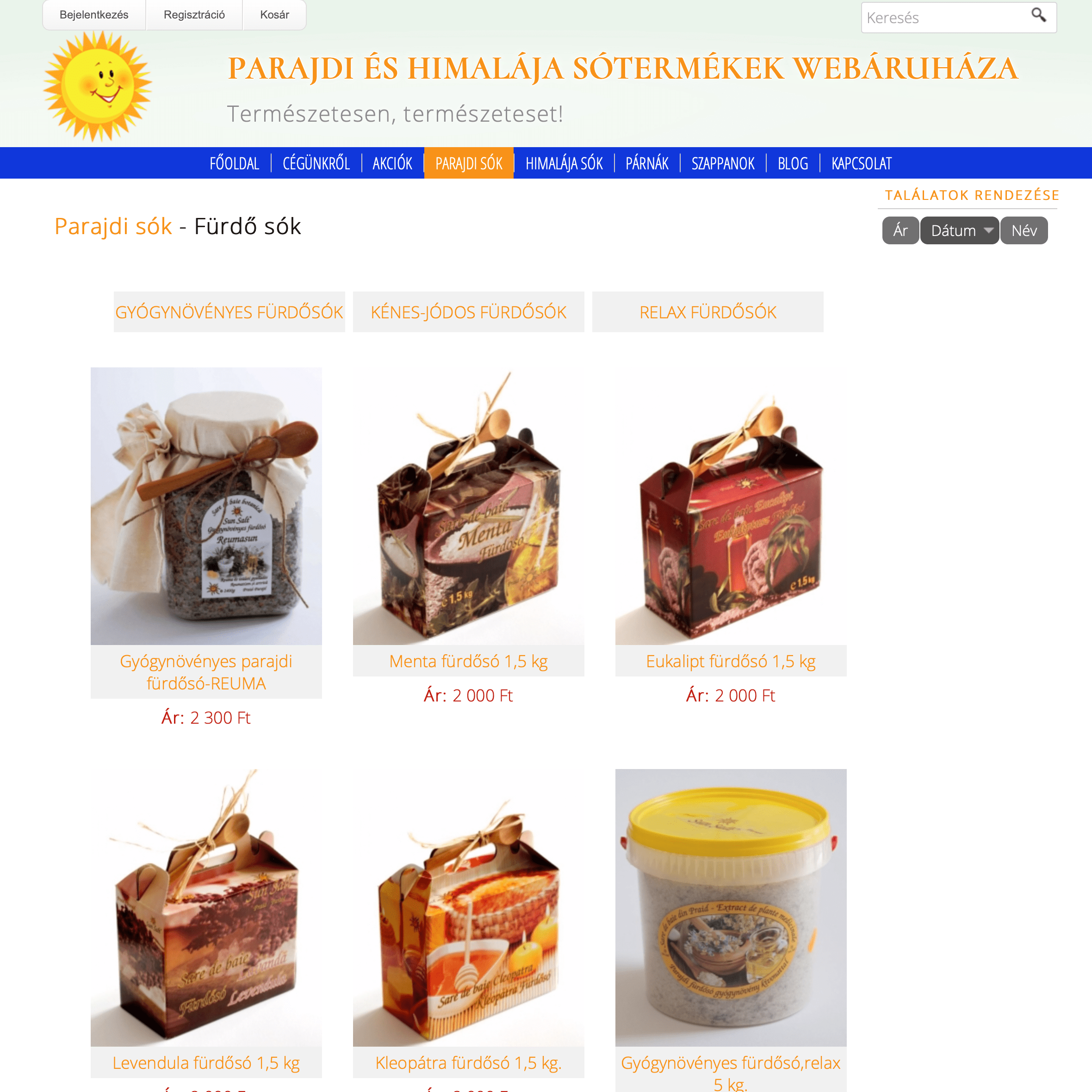 Parajdi és himalája sótermékeket forgalmazó webáruház készítése