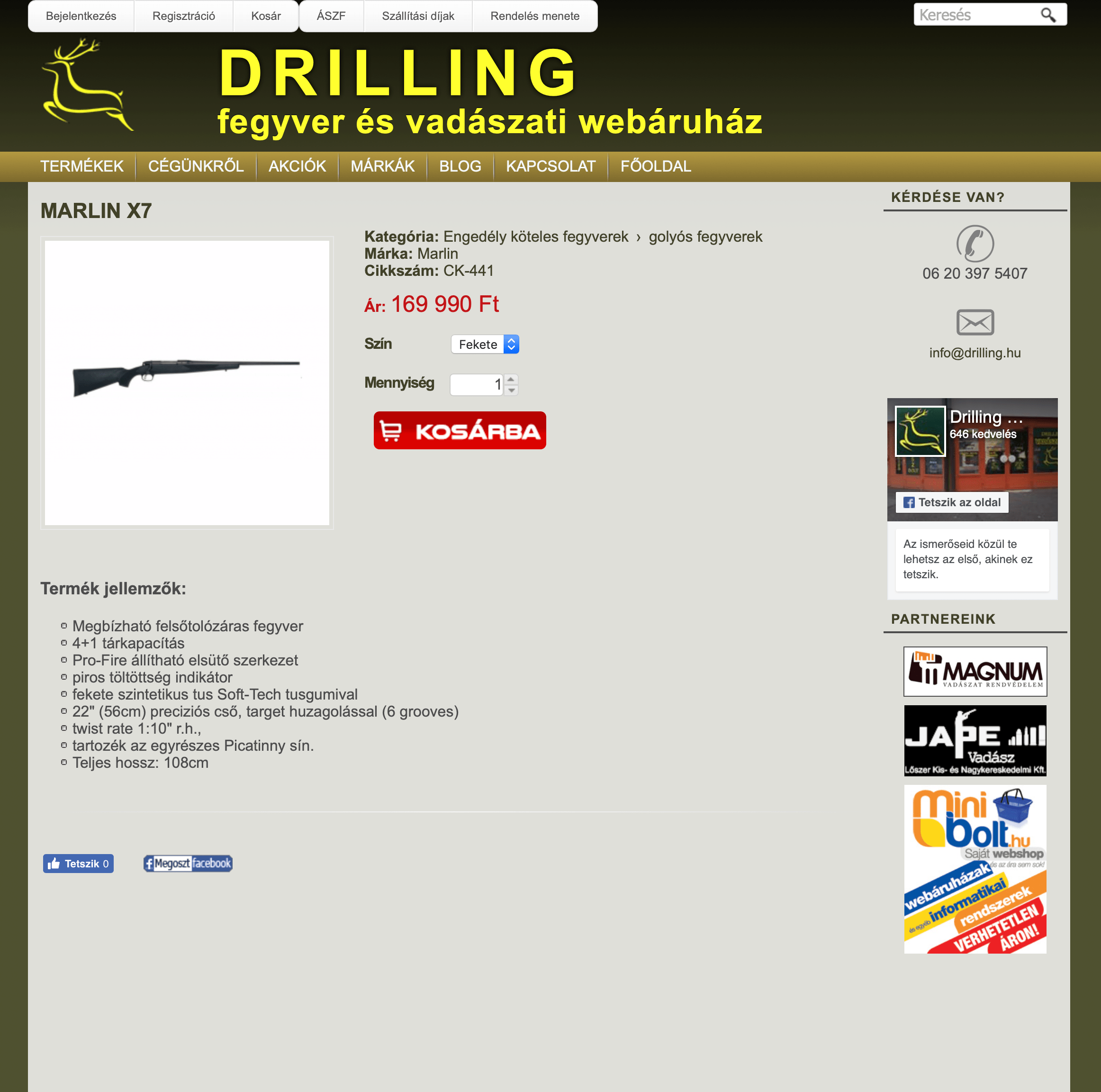 Vadászati és fegyver webáruház készítés