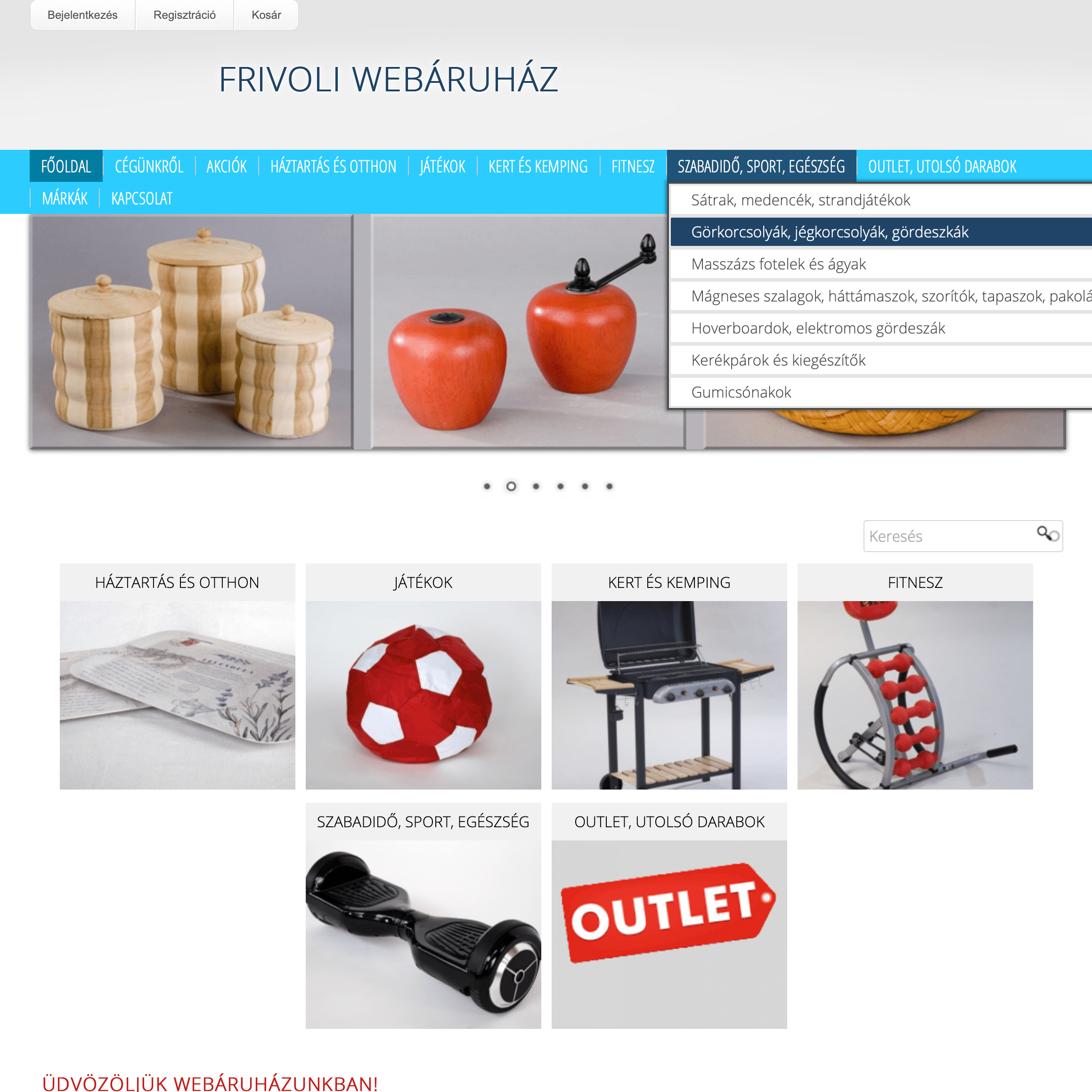 Háztartási termékek webáruházának készítése