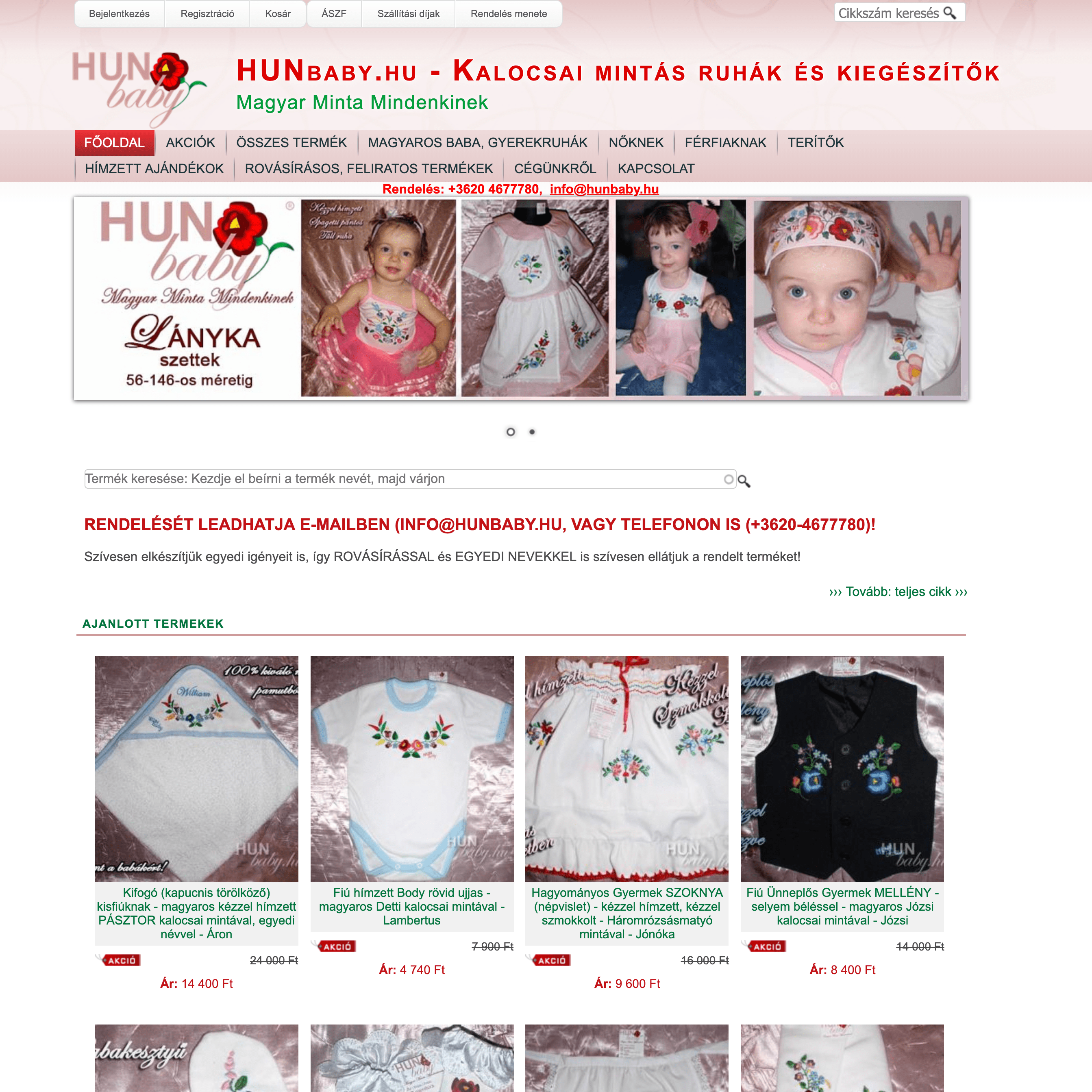 Kalocsai mintás ruhák webáruházának készítése