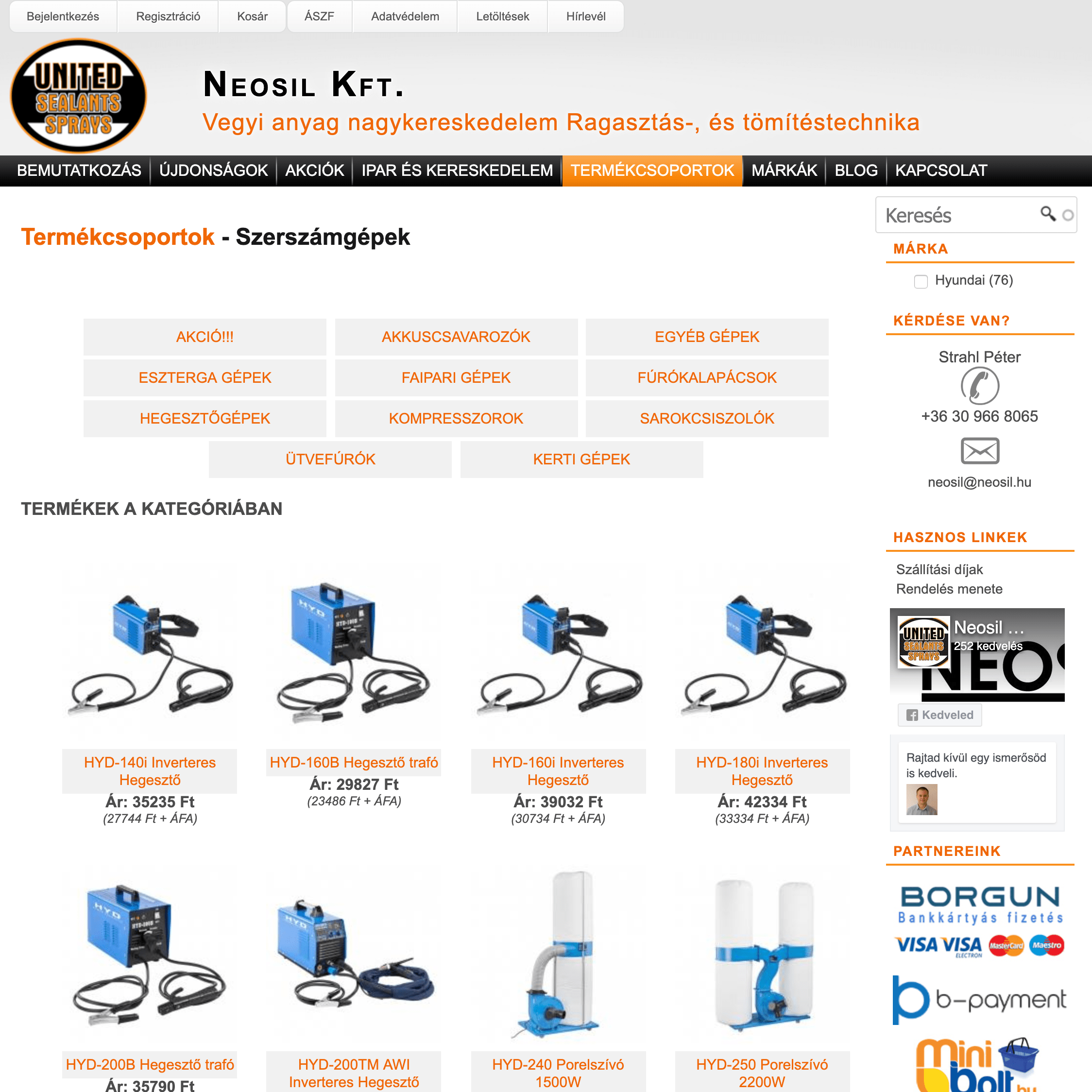 Ragasztással és tömítőanyagokkal foglalkozó nagykereskedelmi webáruház készítés