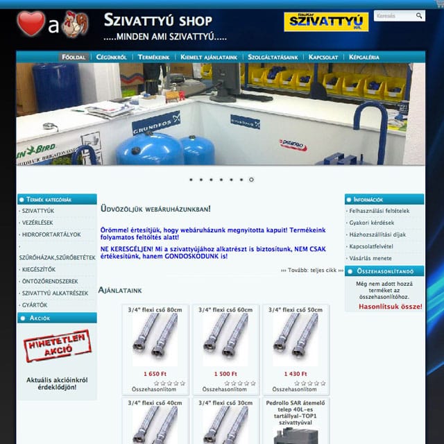 Szivattyú Shop, webáruház