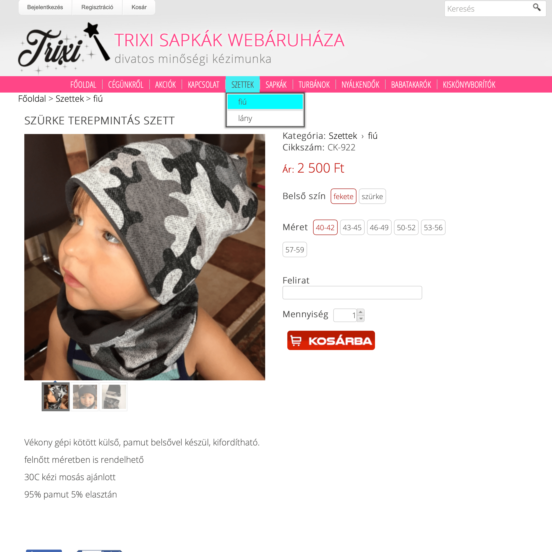 Divatos sapka webshop készítés