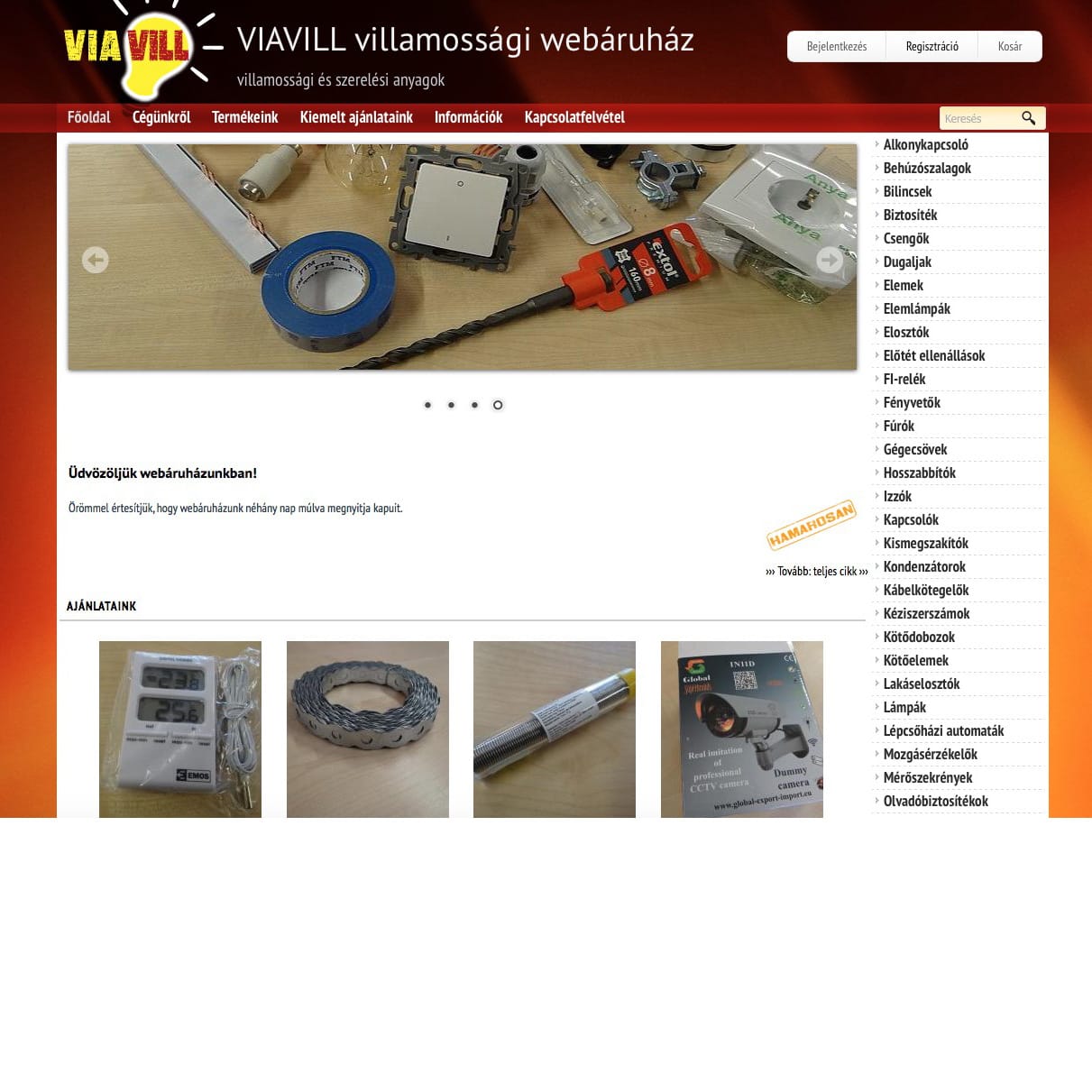 villamossági webáruház készítés