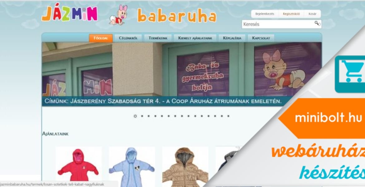 Webáruház bérlési / készítési és üzemeltetési esettanulmány: Jázmin Babaruha