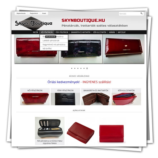 Bőr pénztárca és irattartó webáruház készítése